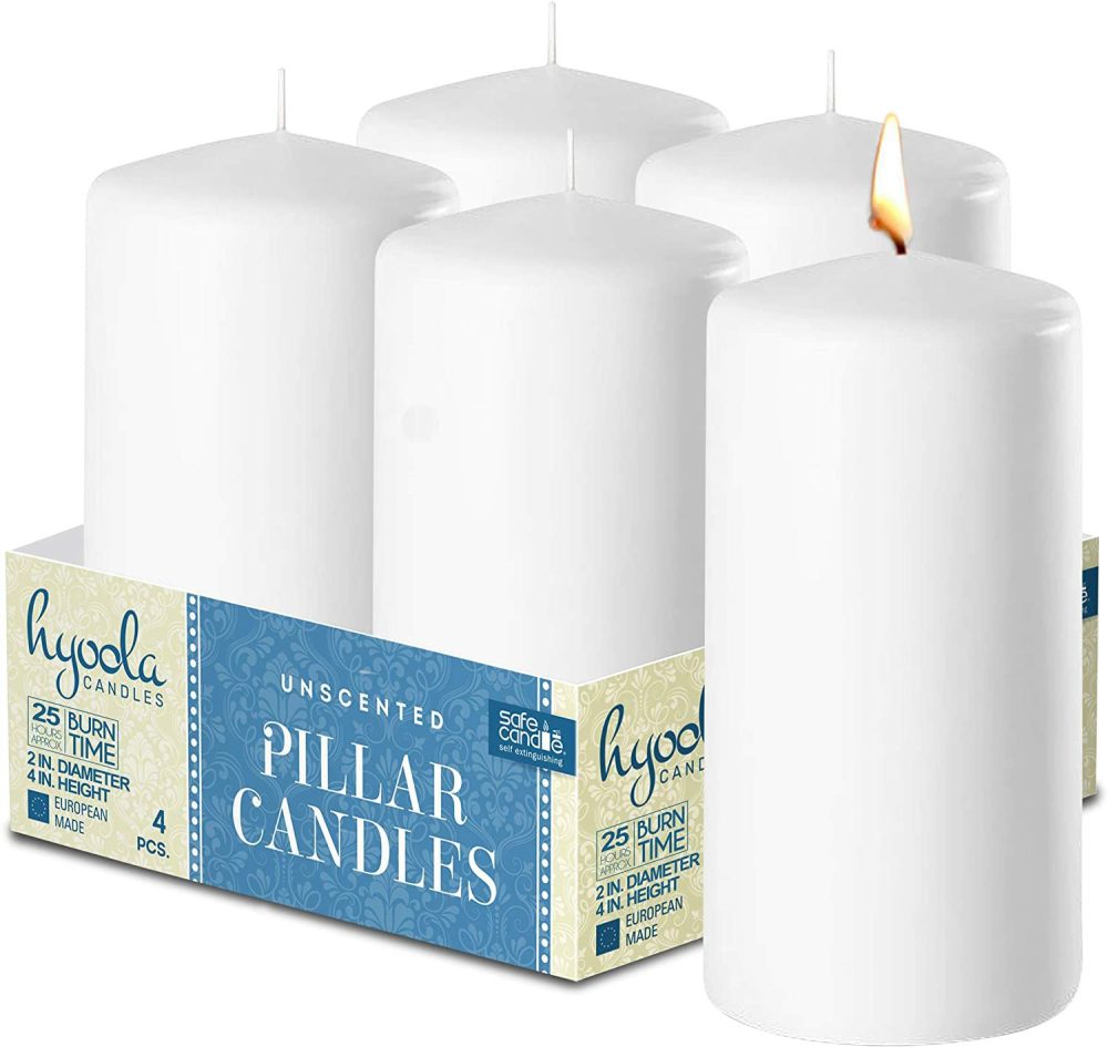 Candles | White Pillar Candles Unscented Dripless Clean Burning Smokeless Dinner Candle 2″ X 4″ 4 Pack Dinnerware Candles