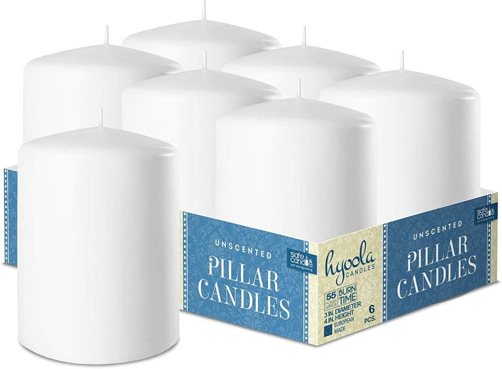 Candles | White Pillar Candles Unscented Dripless Clean Burning Smokeless Dinner Candle 3″ X 4″ 6 Pack Candles Candles