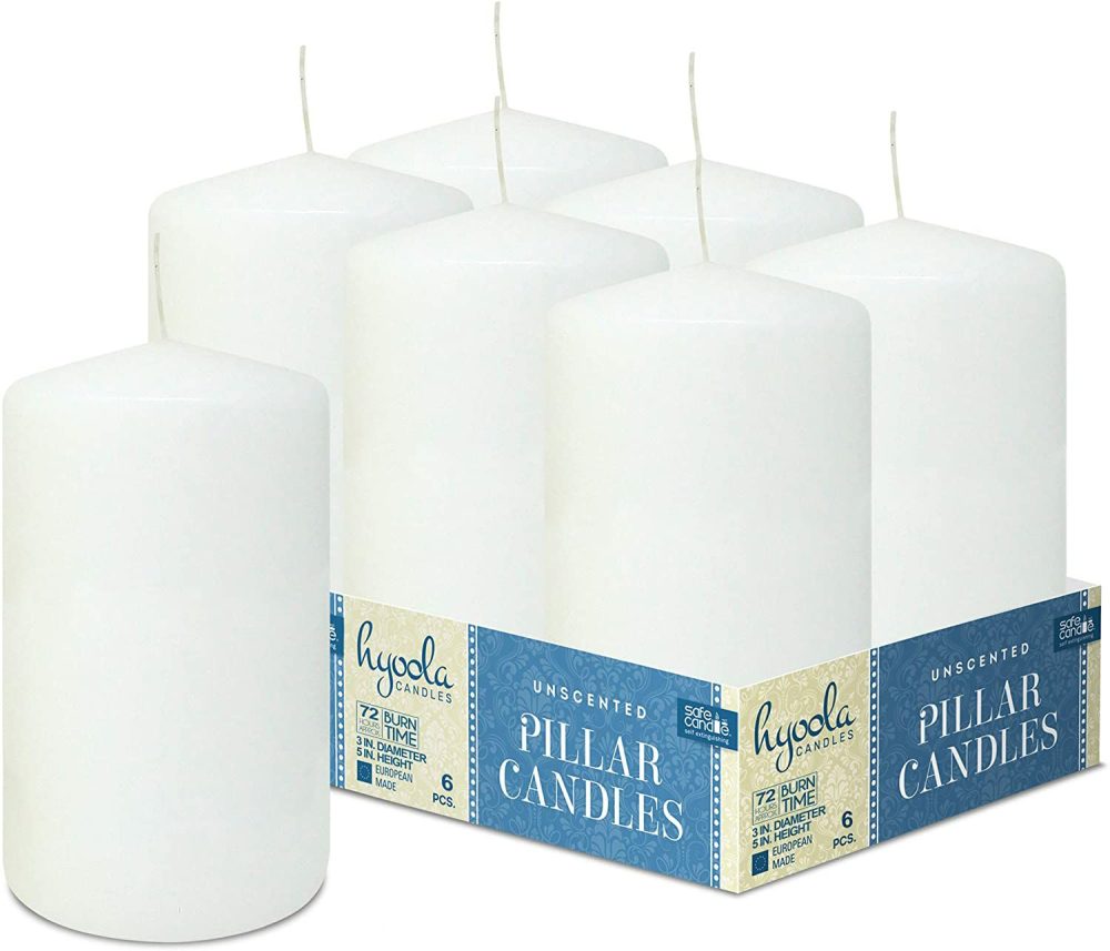 Candles | White Pillar Candles Unscented Dripless Clean Burning Smokeless Dinner Candle 3″ X 5″ 6 Pack Candles Candles