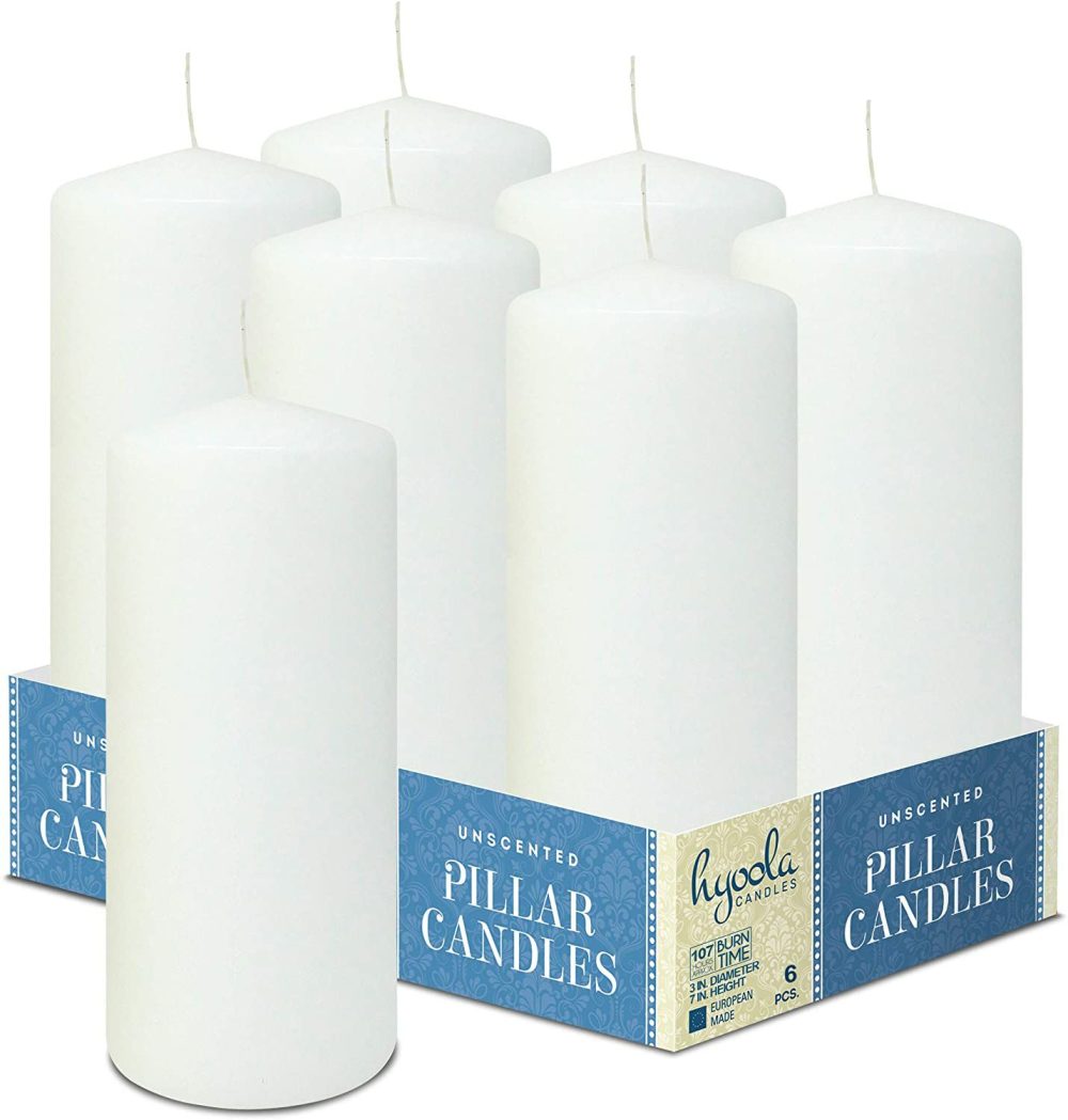 Candles | White Pillar Candles Unscented Dripless Clean Burning Smokeless Dinner Candle 3″ X 7″ 6 Pack Candles Candles