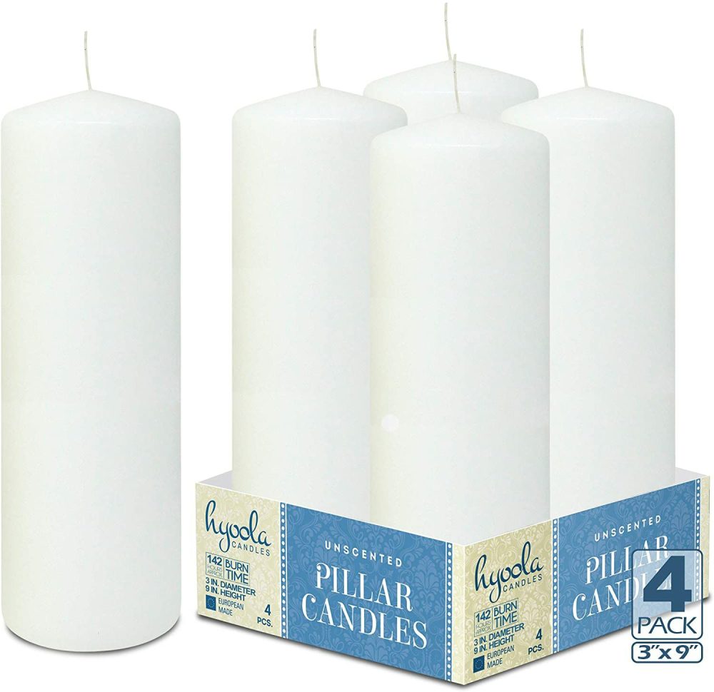 Candles | White Pillar Candles Unscented Dripless Clean Burning Smokeless Dinner Candle 3″ X 9″ 4 Pack Candles Candles