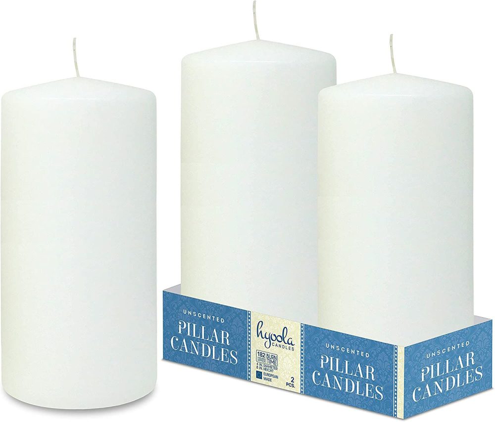 Candles | White Pillar Candles Unscented Dripless Clean Burning Smokeless Dinner Candle 4″ X 8″ 2 Pack Candles Candles