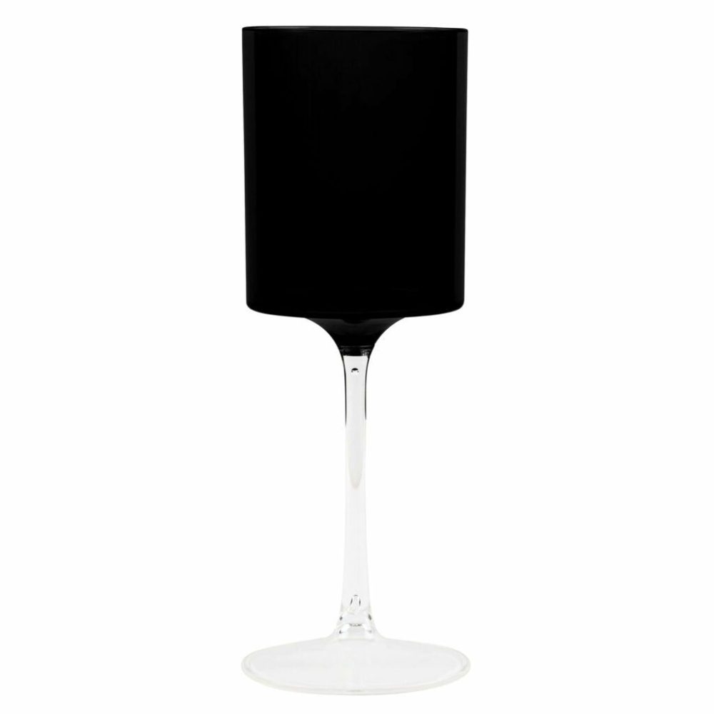 Drinkware | Two Tone 14 Oz Black/Clear Plastic Wine Goblets – 5 Count Dinnerware Drinkware