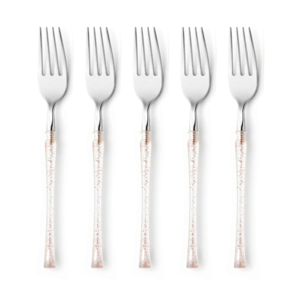 Flatware | Fusion Collection Rose Gold/Silver Forks 20 Count Dinnerware Flatware