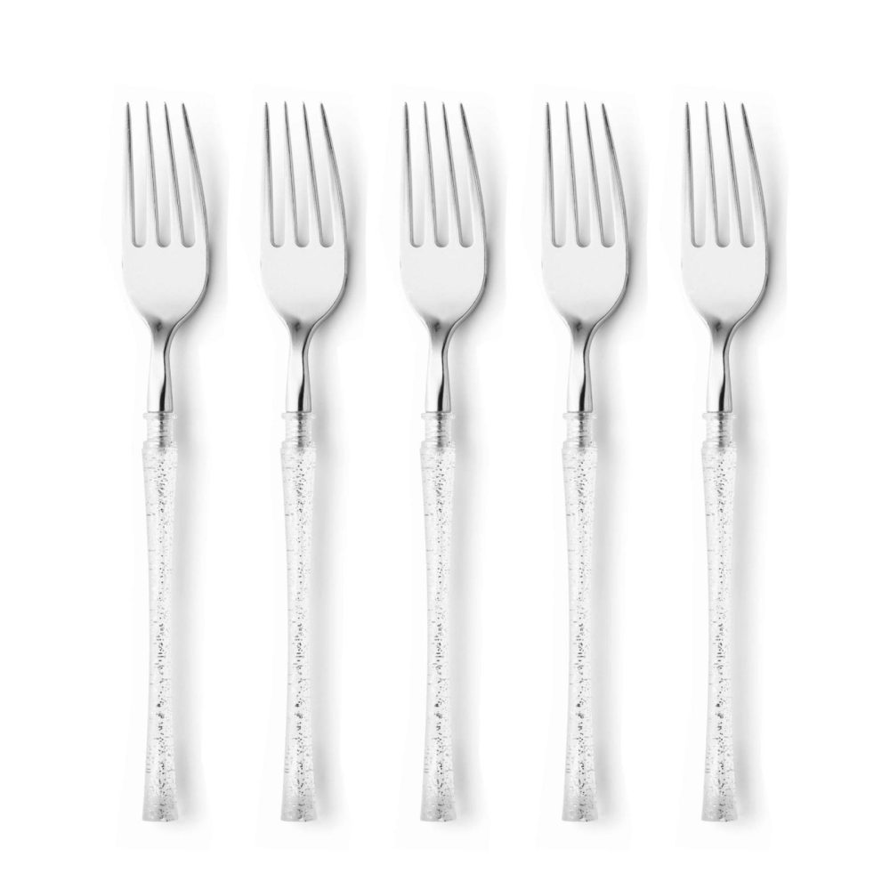 Flatware | Fusion Collection Silver Glitter/Silver Forks 20 Count Dinnerware Flatware