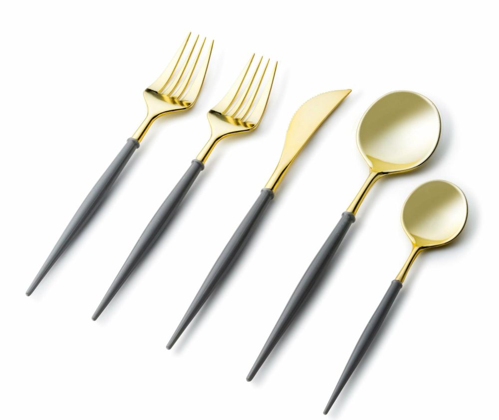 Flatware | Noble Collection Gold And Gray Flatware Set 40 Count-Setting For 8 Dinnerware Flatware