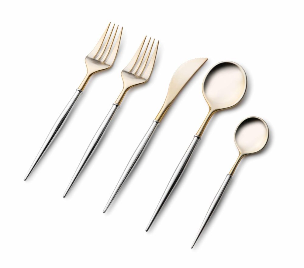 Flatware | Noble Collection Gold And Silver Flatware Set 40 Count-Setting For 8 Dinnerware Flatware