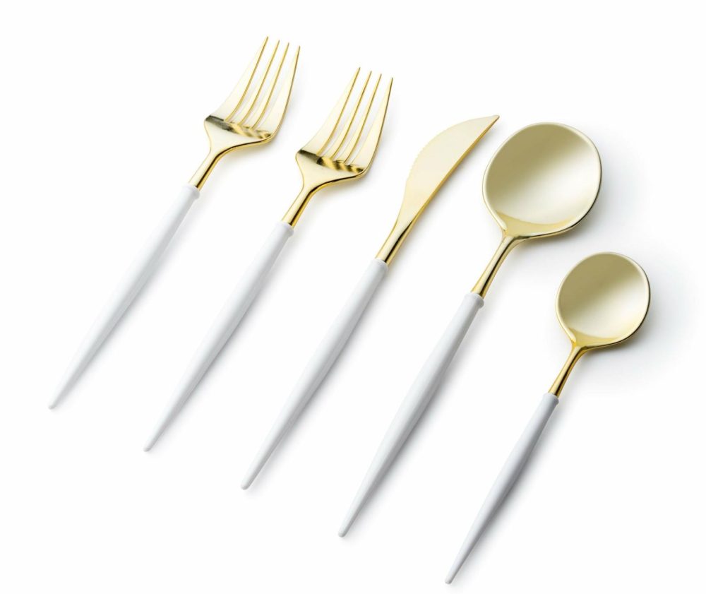 Flatware | Noble Collection Gold And White Flatware Set 40 Count-Setting For 8 Dinnerware Flatware