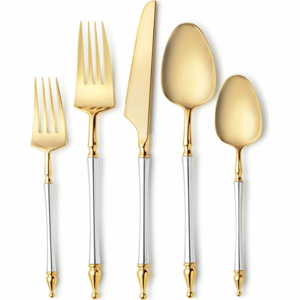 Flatware | Sophisticate Collection Gold/Silver Flatware Set 40 Count – Settings For 8 Dinnerware Flatware