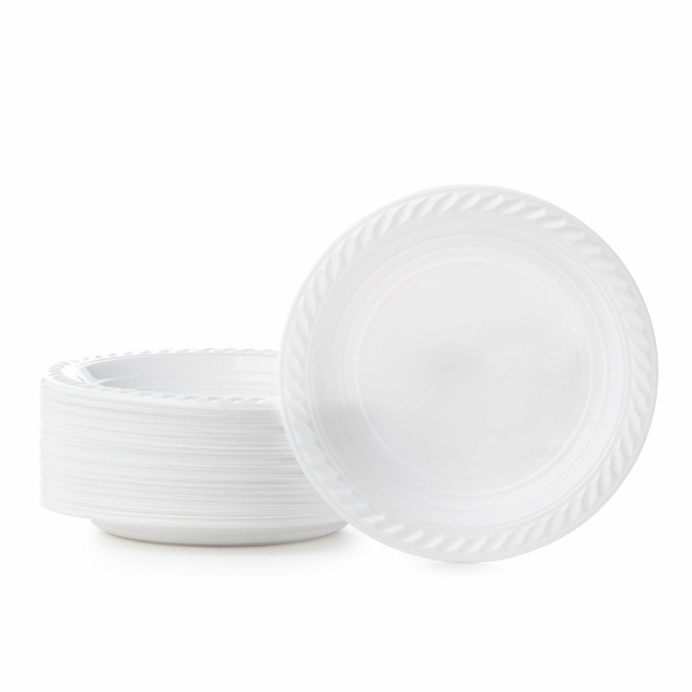 Household Products | 7 Inch White Round Plastic Salad Plate 100 Pack – Classico Dinnerware Household Products