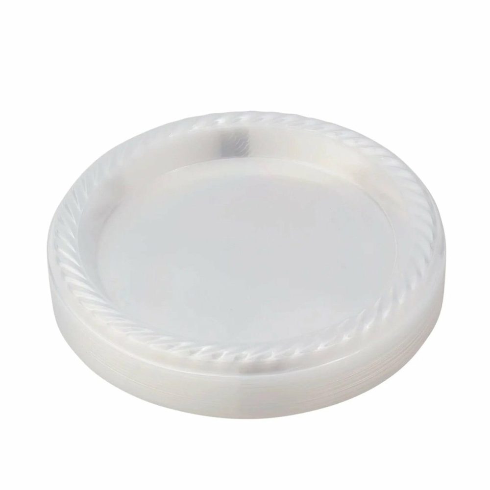 Household Products | 9 Inch Clear Round Plastic Dinner Plate 40 Pack – Classico Dinnerware Household Products