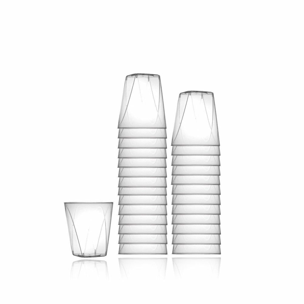 Miniware | 2 Oz. Clear Plastic Square Shot Glass- 20 Pack Dinnerware Miniware