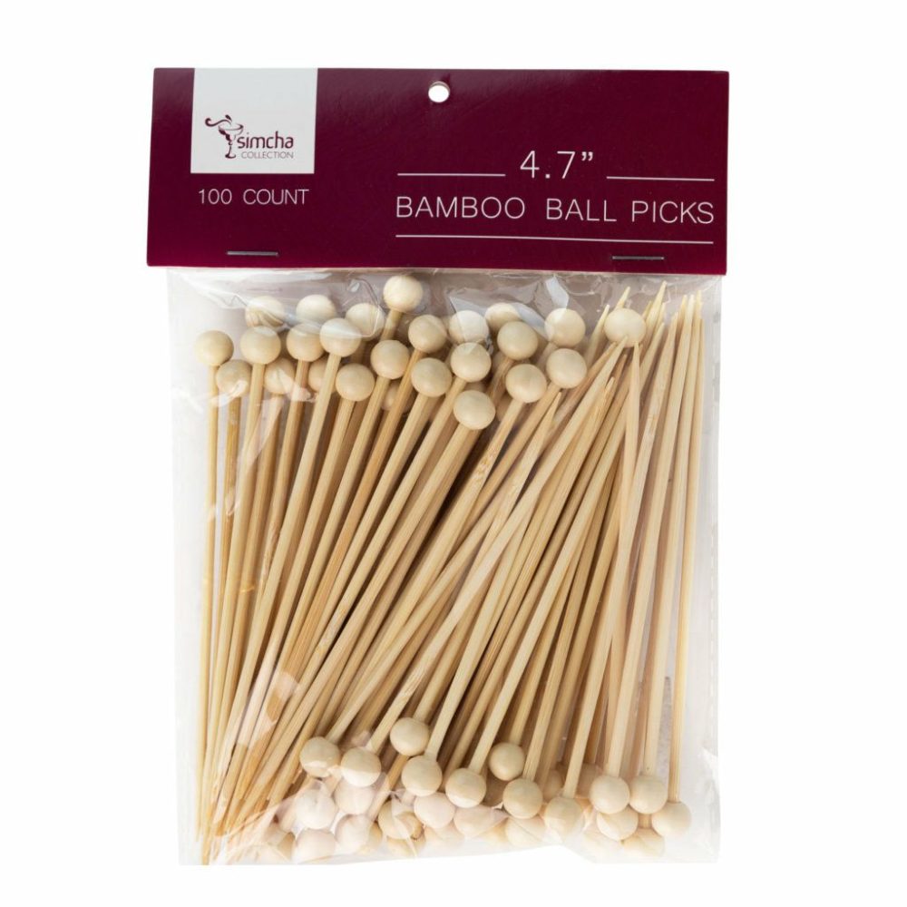 Miniware | 4.7 Inch Bamboo Ball Picks – 100 Count Dinnerware Miniware