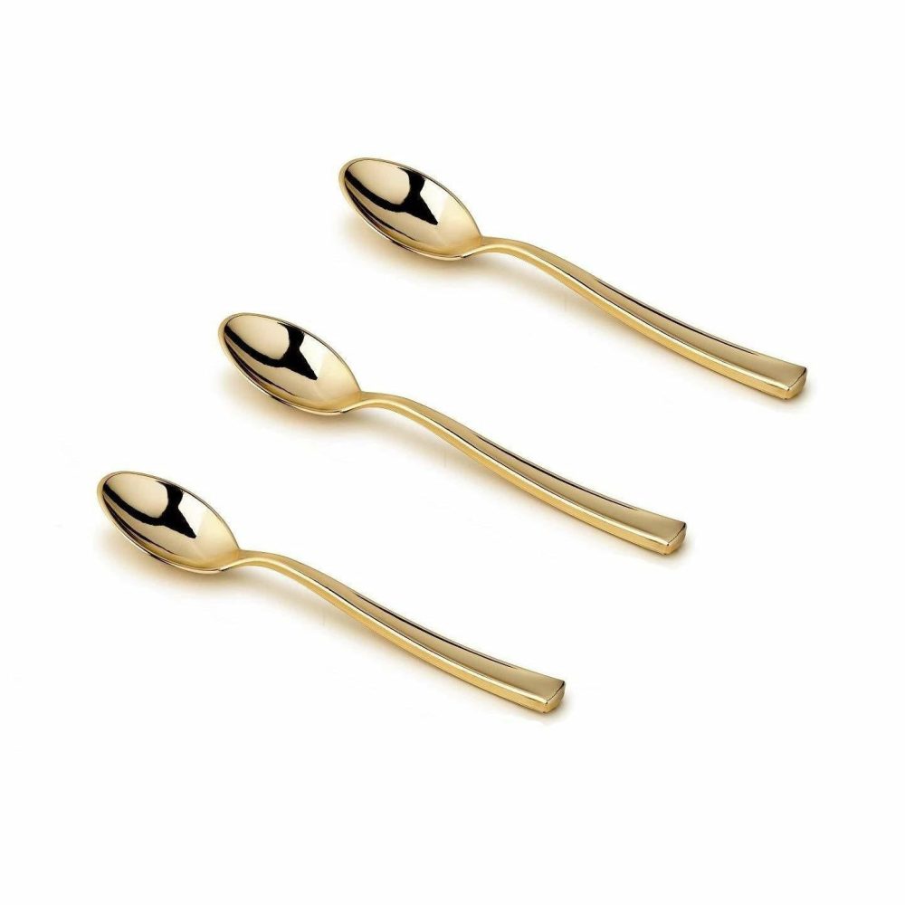 Miniware | 4 Inch Mini Spoons Gold Plastic Tasting Spoon Dinnerware Miniware