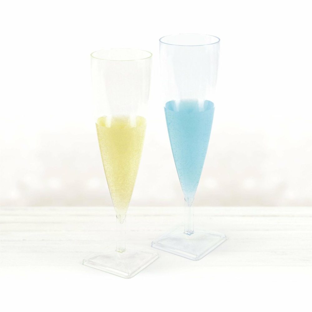 Miniware | 5 Oz. Clear Plastic Champagne Flute 6 Count Dinnerware Miniware