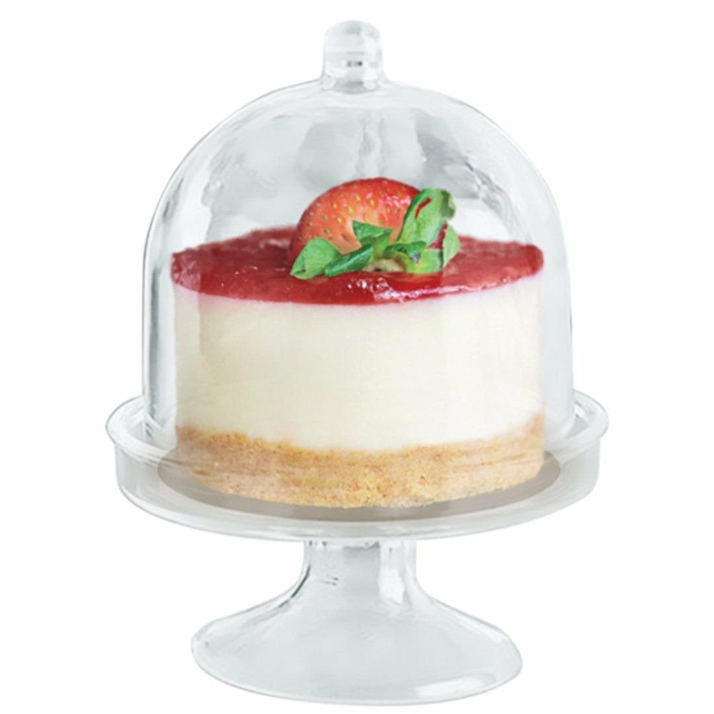 Miniware | Clear Plastic Mini Cake Plate With Stand And Dome Cover-5 Count Dinnerware Miniware