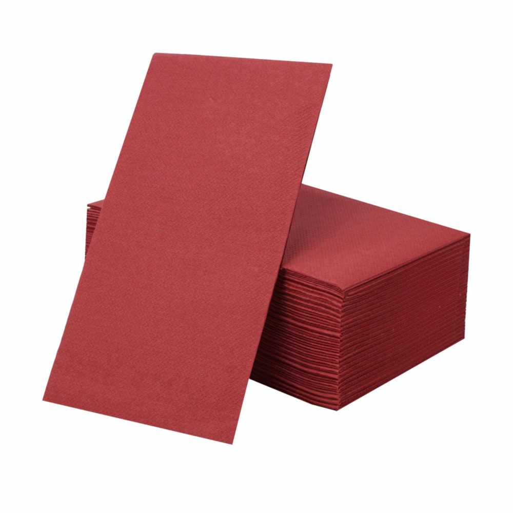 Napkins | Linen Like Disposable Paper Buffet Napkins 50 Pack – Bordeaux Dinnerware Napkins