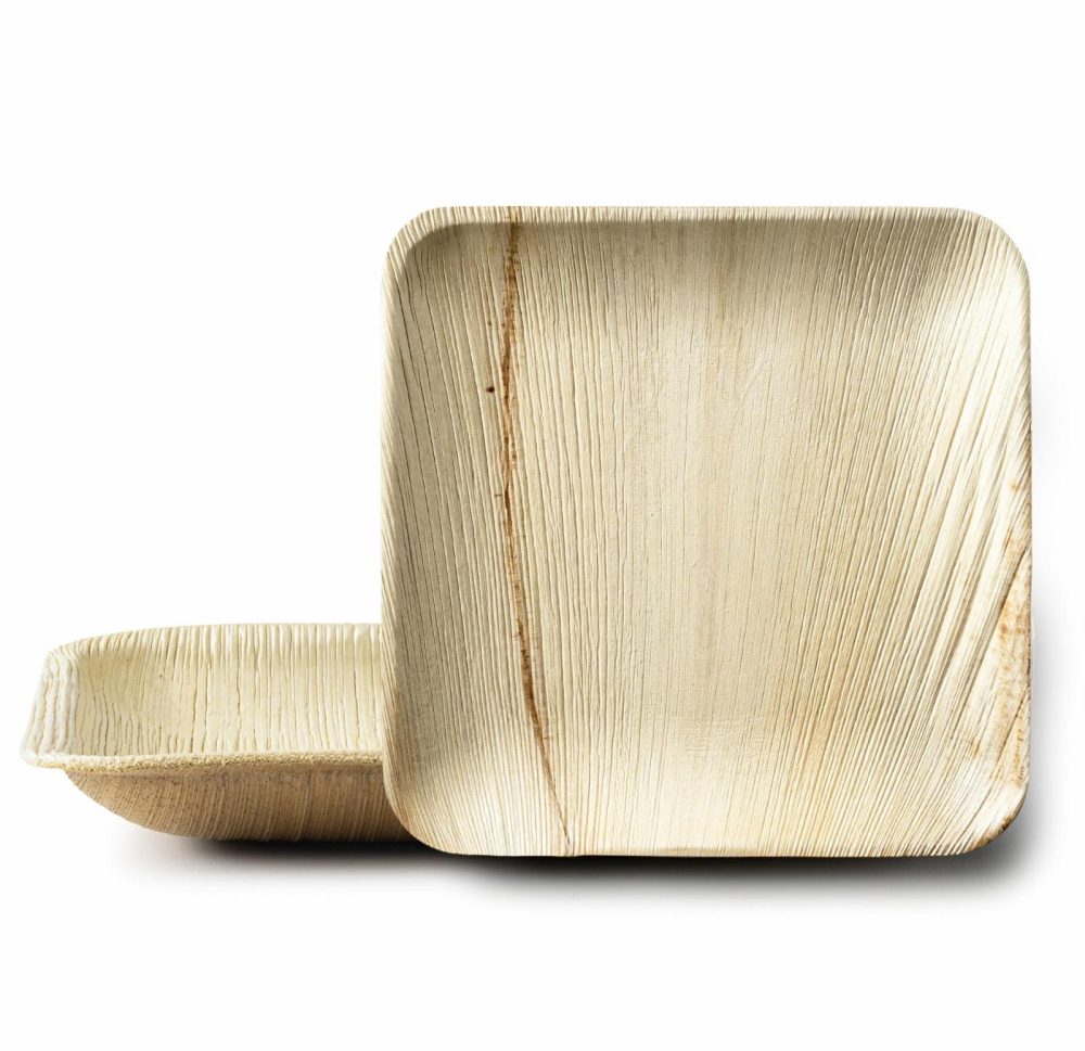 Plates | 100% Compostable Plates Natural Disposable Square Palm Leaf Plates Bamboo-Style Plate, Eco-Friendly – Palm Leaf Dinnerware Plates