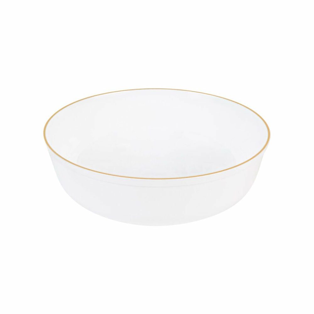 Plates | 16 Oz. White And Gold Round Soup Bowls (10 Count) – Edge Dinnerware Plates