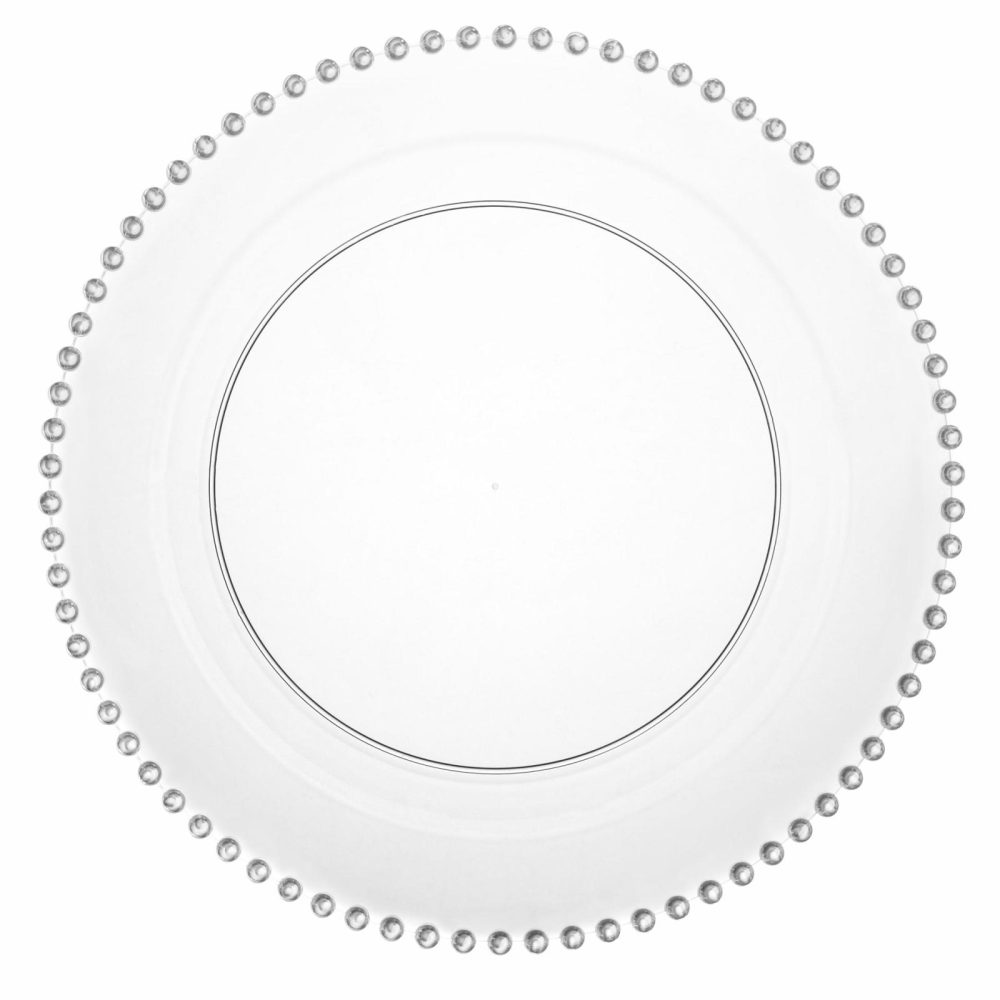 Plates | Clear And Silver Round Plastic Plates 10 Count – Beaded Dinnerware Plates