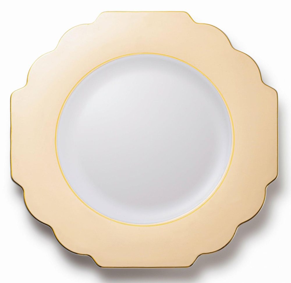 Plates | Gold And Gold Rim Plastic Plates 10 Pack – Grand Dinnerware Plates