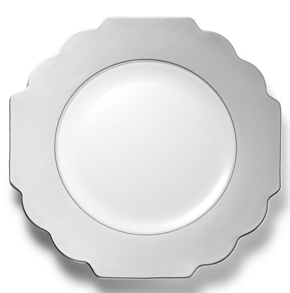 Plates | Gray And Silver Rim Plastic Plates 10 Pack – Grand Dinnerware Plates