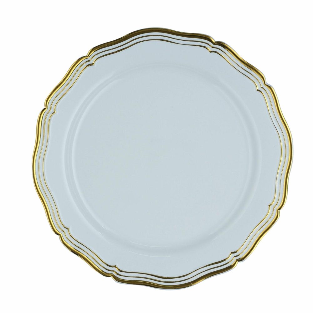 Plates | White And Gold Round Plastic Plates 10 Pack – Aristocrat Dinnerware Plates