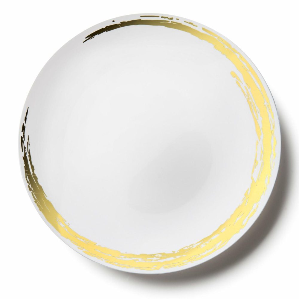 Plates | White And Gold Round Plastic Plates – Whisk Dinnerware Plates