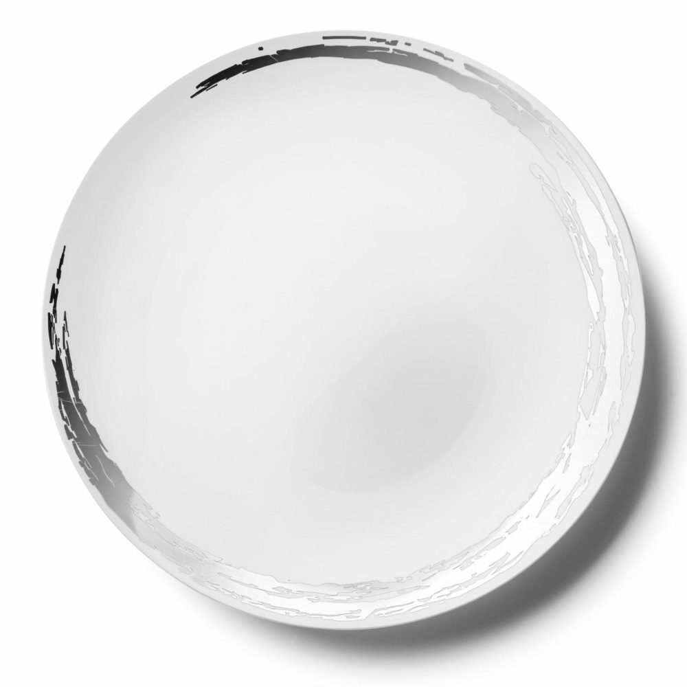 Plates | White And Silver Round Plastic Plates – Whisk Dinnerware Plates