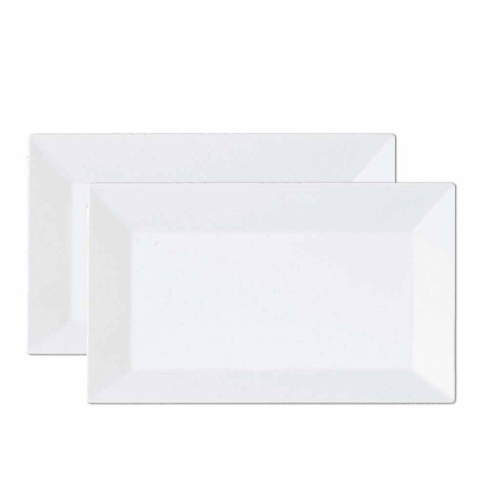 Plates | White Rectangle Plastic Dinner Plate 10 Pack – Splendid Dinnerware Plates