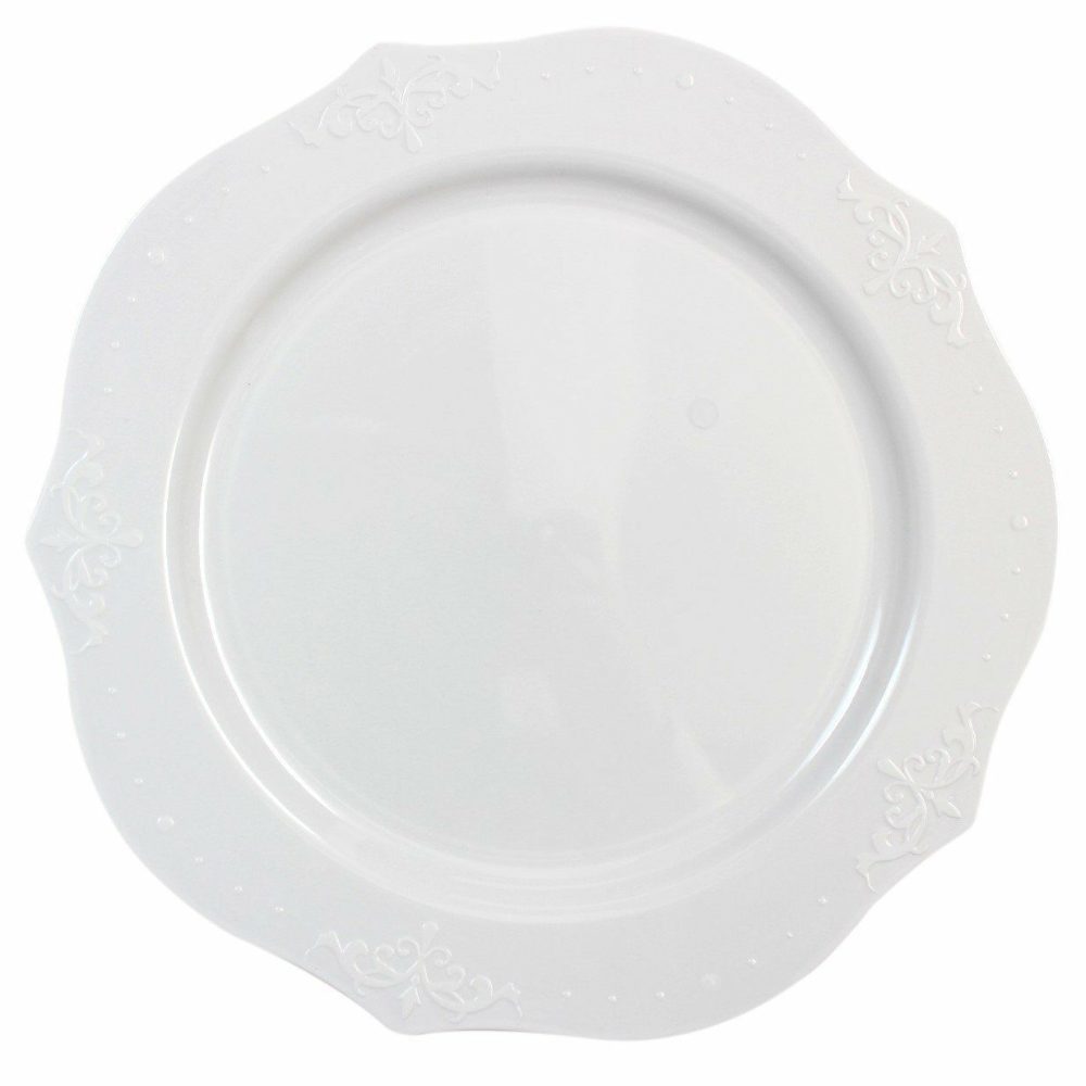 Plates | White Round Plastic Dinner Plate 20 Pack – Antique Dinnerware Plates