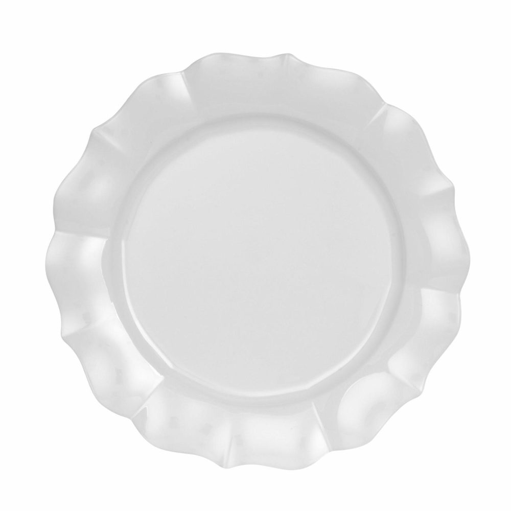 Plates | White Round Plastic Plates – Scalloped Dinnerware Plates