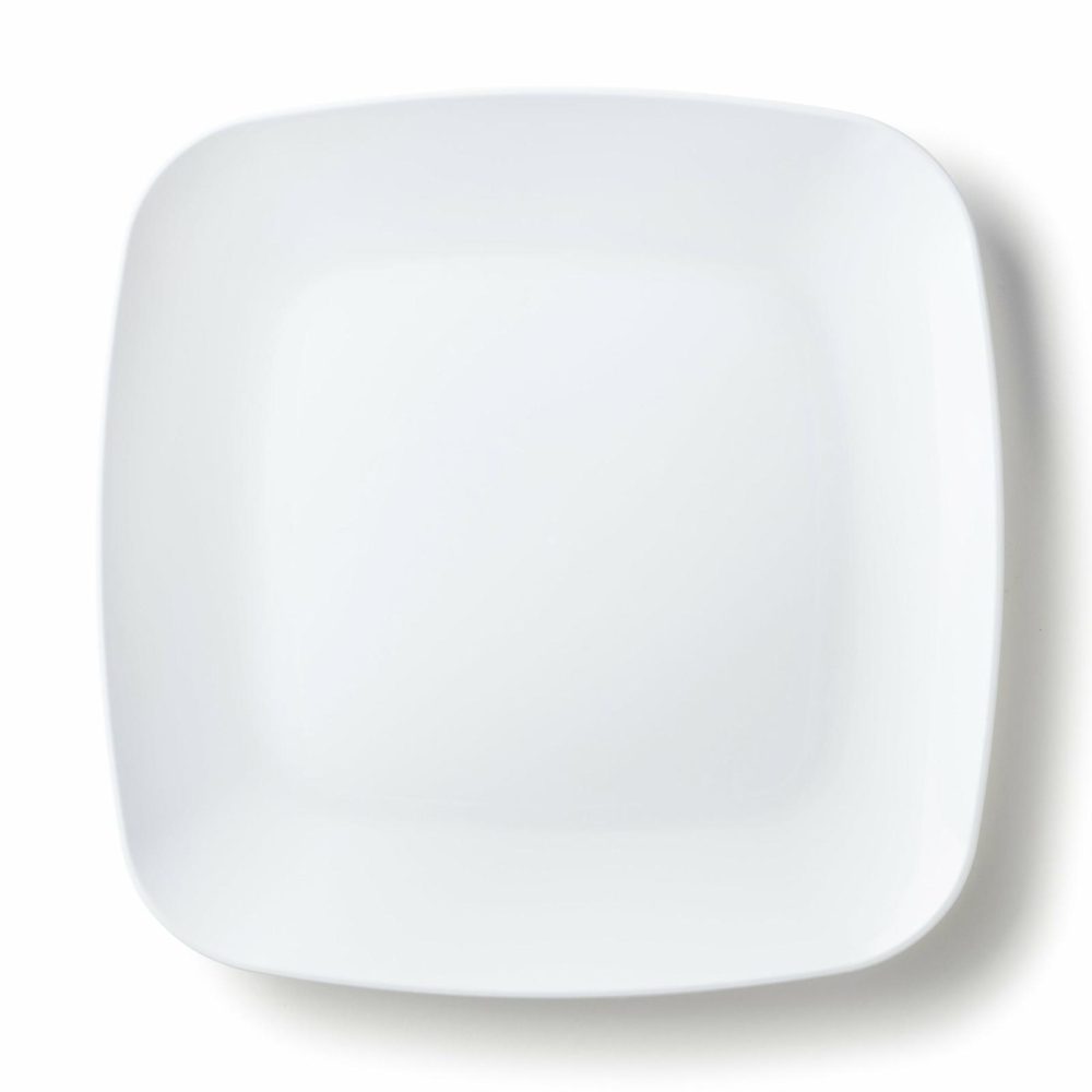 Plates | White Square Plastic Plates 10 Pack – Classic Dinnerware Plates