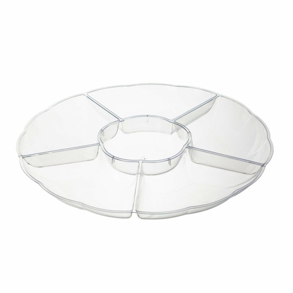 Serverware | 12 Inch Clear Plastic Round 6 Compartment Serving Tray Dinnerware Serverware