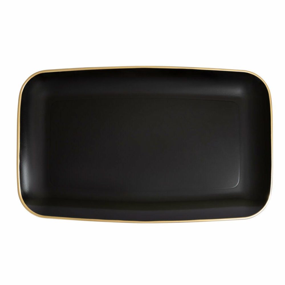 Serverware | 18″ X 11″ Organic Black And Gold Rectangle Serving Dish – 2 Pack Dinnerware Serverware