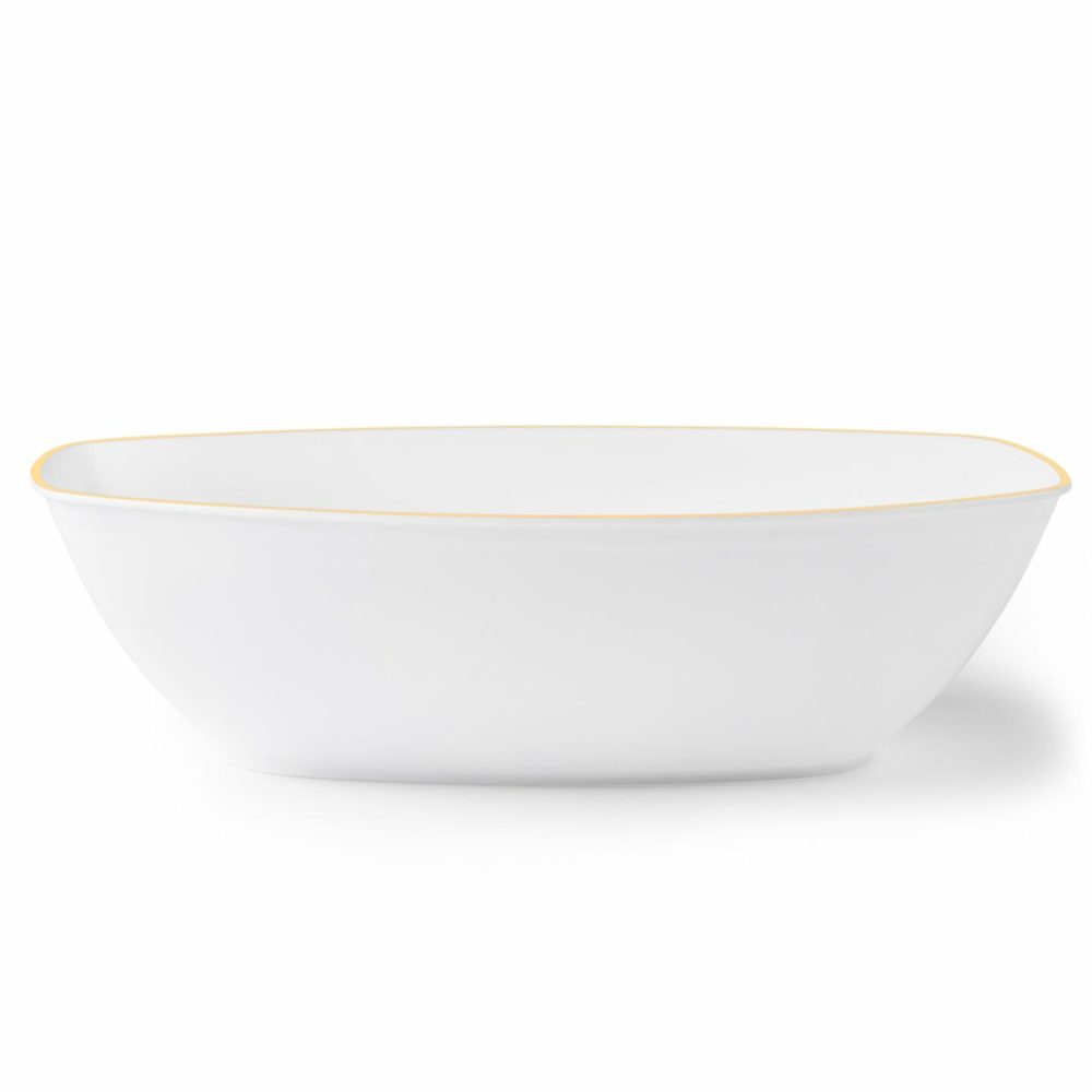 Serverware | 72 Oz. White And Gold Rim Oval Salad Bowl – 4 Count Dinnerware Serverware