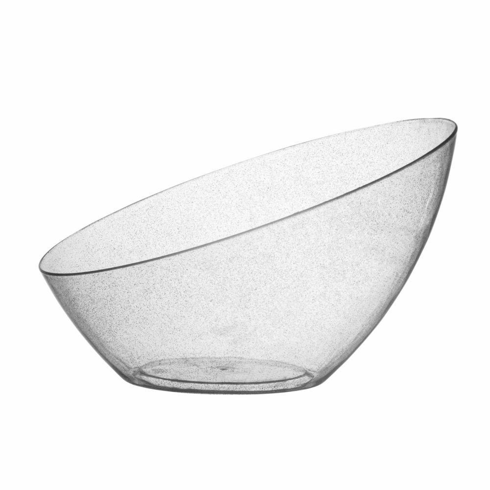 Serverware | Clear And Silver Glitter Angled Plastic Serving Bowls – 5 Pack Dinnerware Serverware