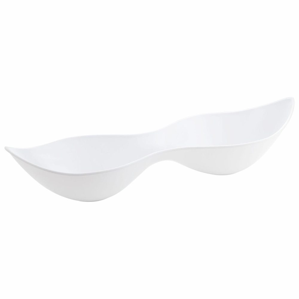 Serverware | White Plastic 2 Section Small Serving Dish 5 Pack Dinnerware Serverware