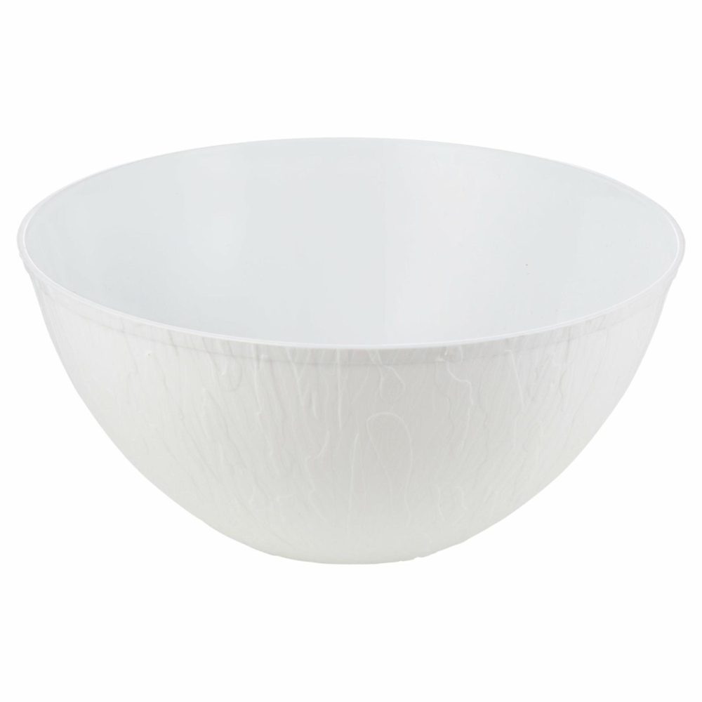 Serverware | Wood Pattern White Plastic Salad Bowl – 2 Pack Dinnerware Serverware