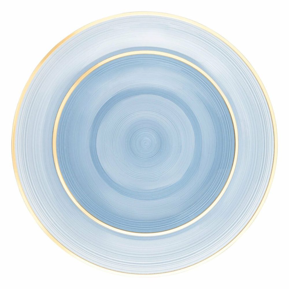 Value Sets | 32 Pack Blue Transparent And Gold Round Plastic Dinnerware Set (16 Guests) – Crystal Design Dinnerware Value Sets