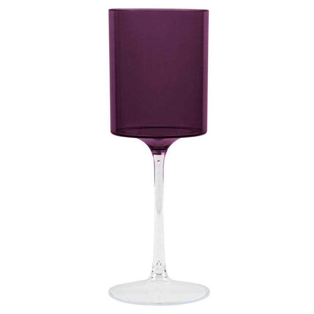 Drinkware | Two Tone 9 Oz Purple/Clear Plastic Wine Goblets – 5 Count Dinnerware Drinkware