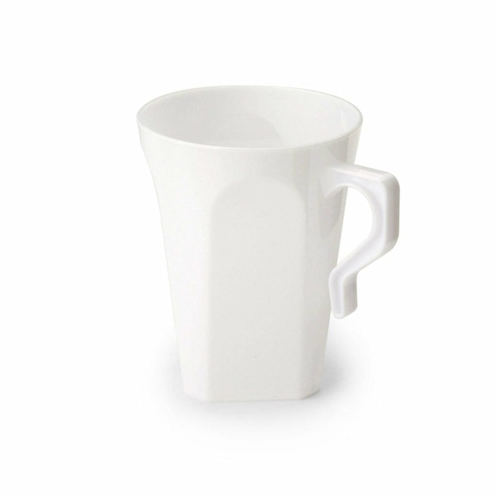 Drinkware | White 8.5Oz Square Plastic Coffee Mug 8 Count Dinnerware Drinkware