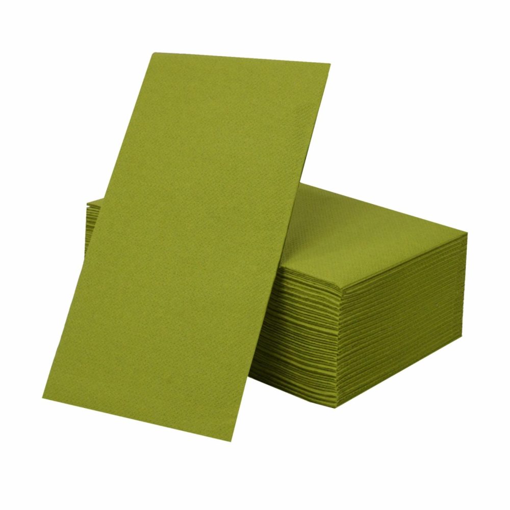 Napkins | Linen Like Disposable Paper Buffet Napkins 50 Pack – Olive Green Dinnerware Napkins