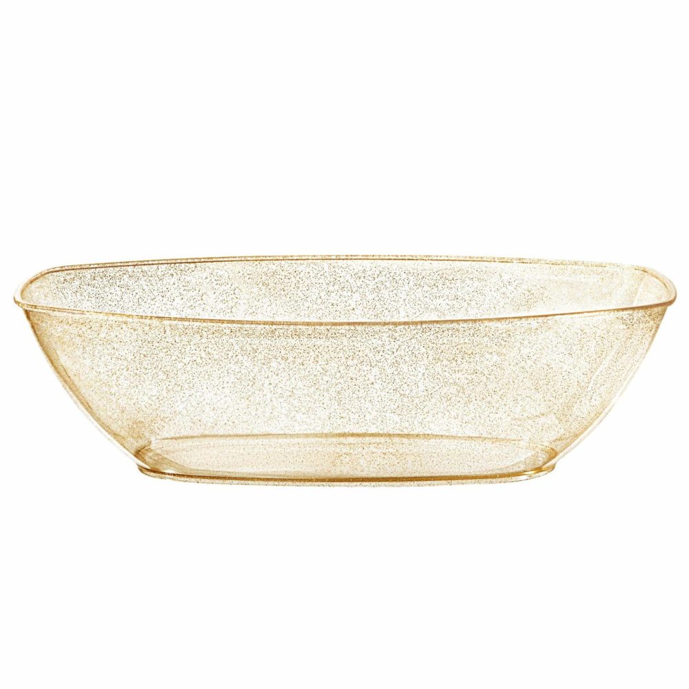 Serverware | 72 Oz. Gold Glitter Oval Salad Bowl – 4 Count Dinnerware Serverware