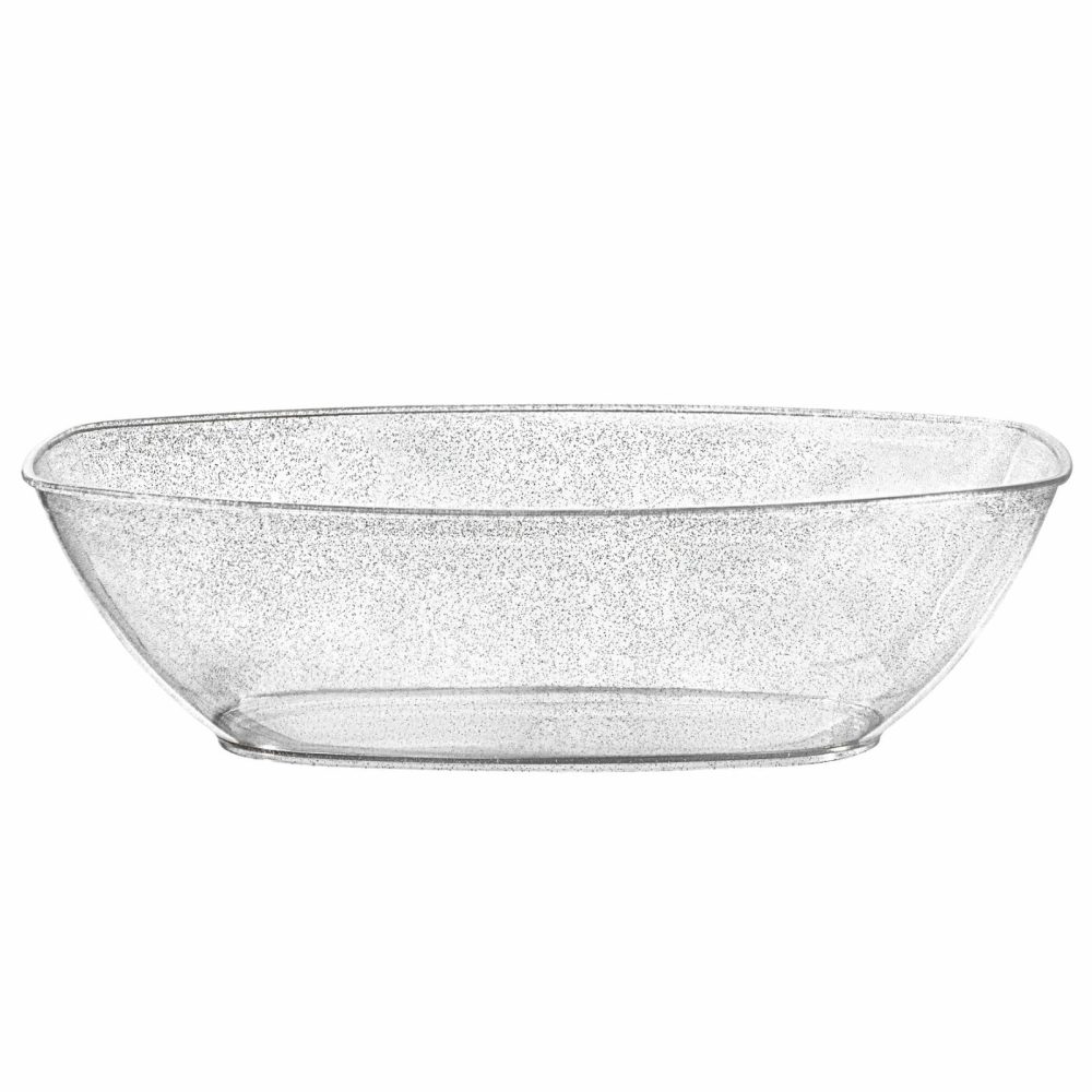 Serverware | 72 Oz. Silver Glitter Oval Salad Bowl – 4 Count Dinnerware Serverware