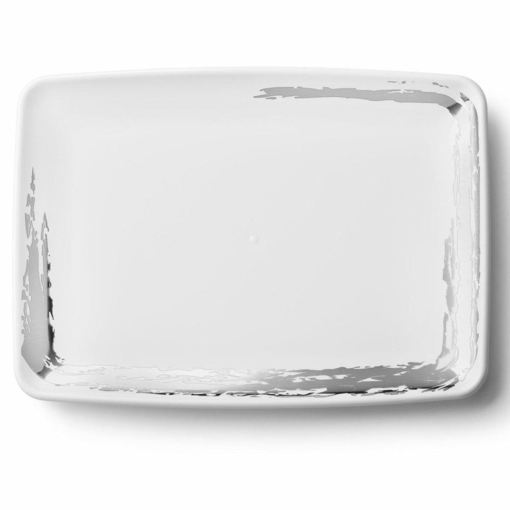 Serverware | Whisk White And Silver Rectangle Serving Dish – 2 Pack Dinnerware Serverware