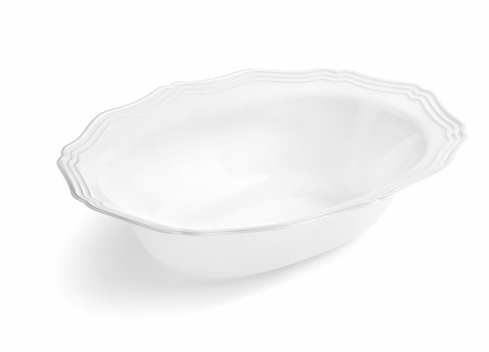 Serverware | White And Silver Oval Plastic Serving Bowls 2 Pack – Aristocrat Dinnerware Serverware