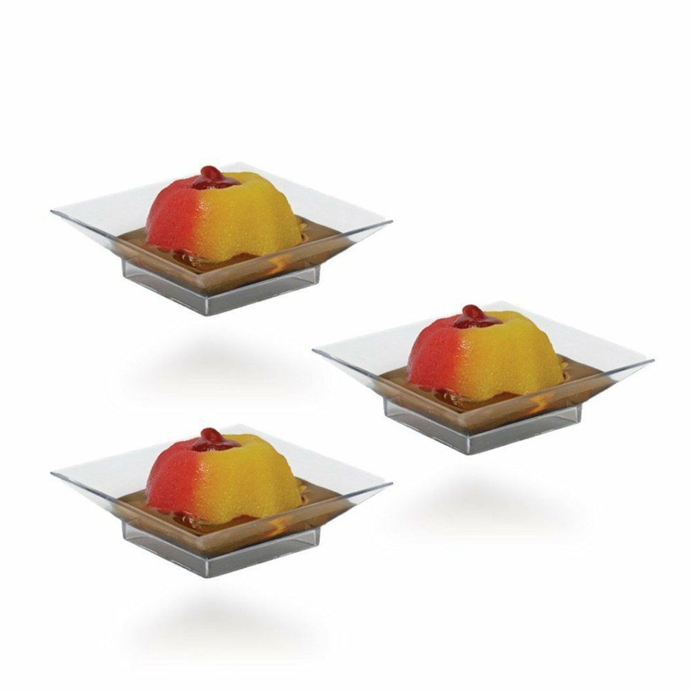 Miniware | 2.5 Inch Clear Plastic Mini Square Cake Plate-12 Count Dinnerware Miniware