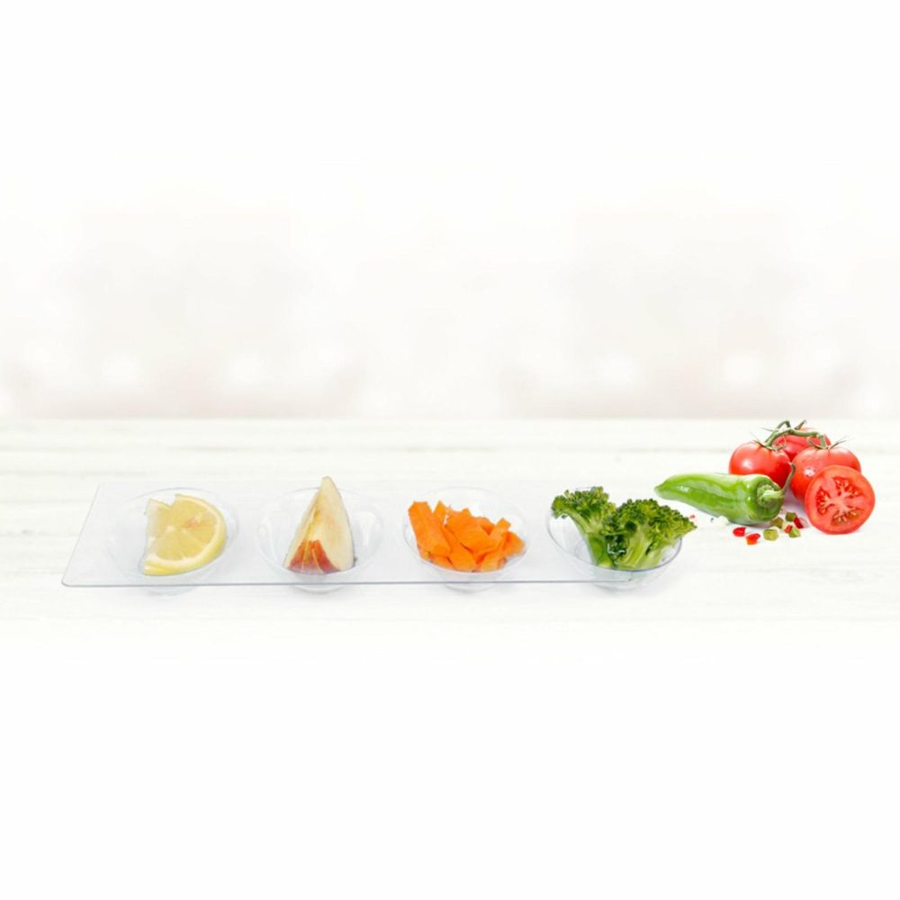 Miniware | Clear Plastic Mini Appetizer Serving Tray – 5 Count Dinnerware Miniware