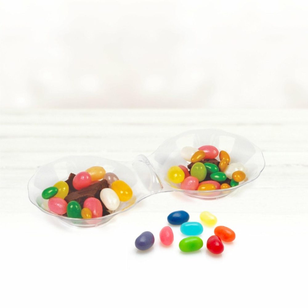 Miniware | Two-Section Clear Plastic Mini Candy Dish – 8 Count Dinnerware Miniware